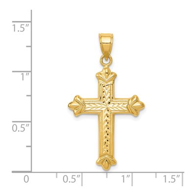 14K Yellow Gold Reversible Diamond-Cut Cross Pendant – view 4