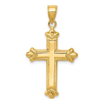 14K Yellow Gold Reversible Diamond-Cut Cross Pendant – view 5