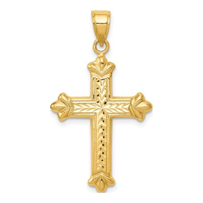 14K Yellow Gold Reversible Diamond-Cut Cross Pendant