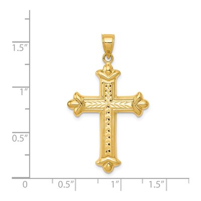 14K Yellow Gold Reversible Diamond-Cut Cross Pendant – view 4