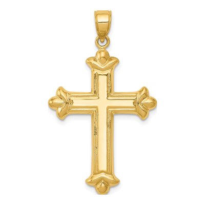 14K Yellow Gold Reversible Diamond-Cut Cross Pendant – view 5