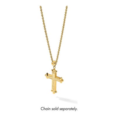 14K Yellow Gold Reversible Diamond-Cut Cross Pendant – view 6