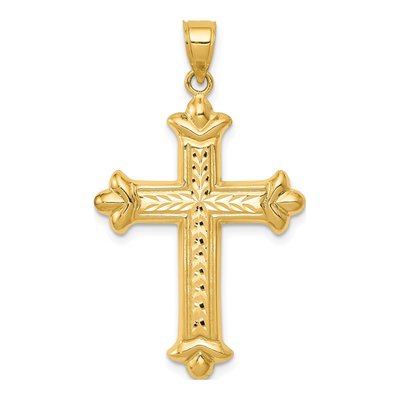 14K Yellow Gold Reversible Diamond-Cut Cross Pendant