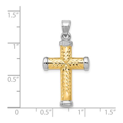 14K Two-Tone Gold Reversible Diamond-Cut Cross Pendant – view 4