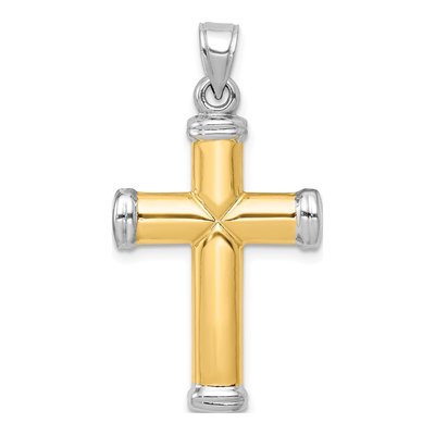 14K Two-Tone Gold Reversible Diamond-Cut Cross Pendant – view 5