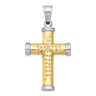 14K Two-Tone Gold Reversible Cross Pendant