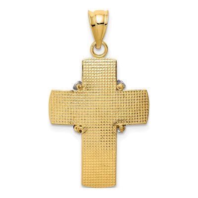 14K Two-Tone Gold Diamond-Cut Cross Pendant – view 5