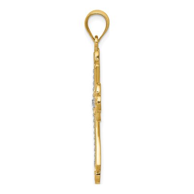 14K Yellow Gold Budded Cross Pendant – view 3