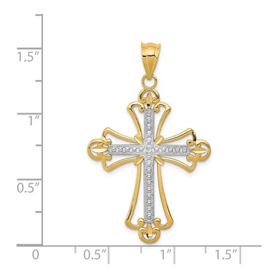 14K Yellow Gold Budded Cross Pendant – view 4