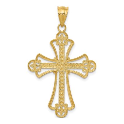 14K Yellow Gold Budded Cross Pendant – view 5