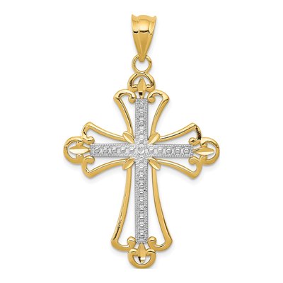 14K Yellow Gold Budded Cross Pendant