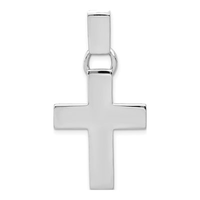 14K White Gold Modern Cross Pendant