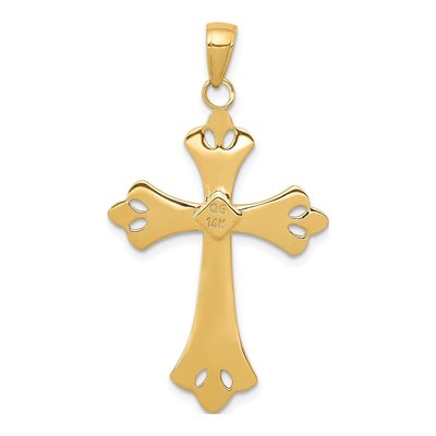 14K Yellow Gold & Rhodium Textured Cross Pendant – view 5