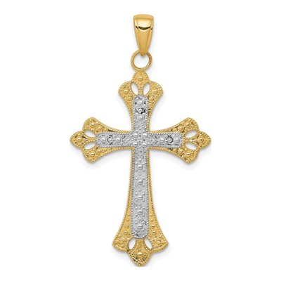 14K Yellow Gold Textured Cross Pendant