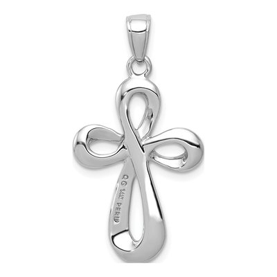 14K White Gold Ribbon Cross Pendant – view 5