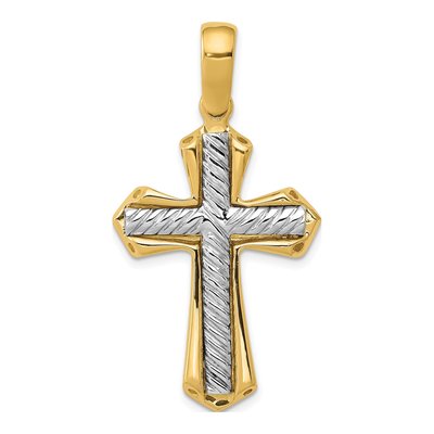14K Two-Tone Gold Cross Pendant