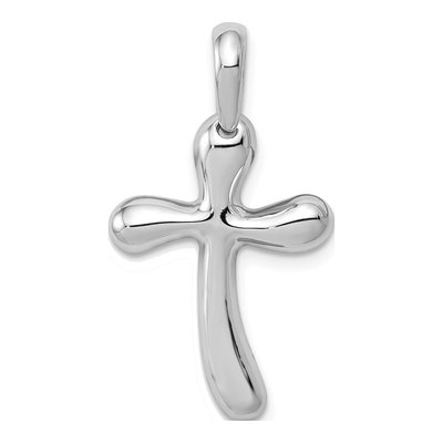 14K White Gold Freeform Cross Pendant