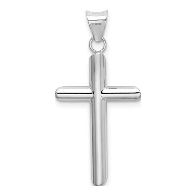 14K White Gold Hollow Cross Pendant – view 4
