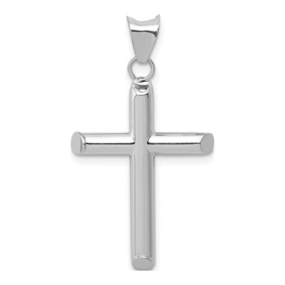 14K White Gold Hollow Cross Pendant