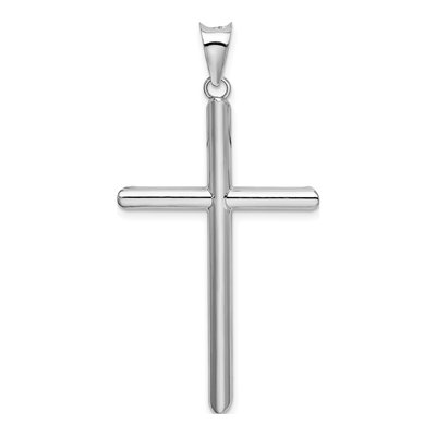 14K White Gold Large Hollow Cross Pendant – view 4
