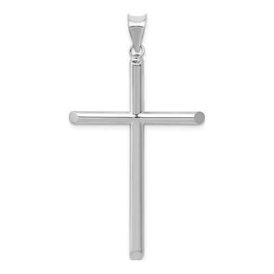 14K White Gold Large Hollow Cross Pendant