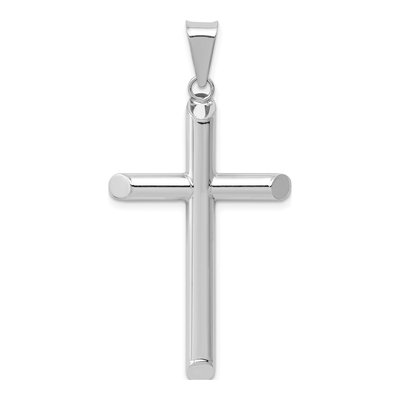 14K White Gold Hollow Cross Pendant