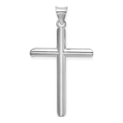 14K White Gold Hollow Cross Pendant – view 4