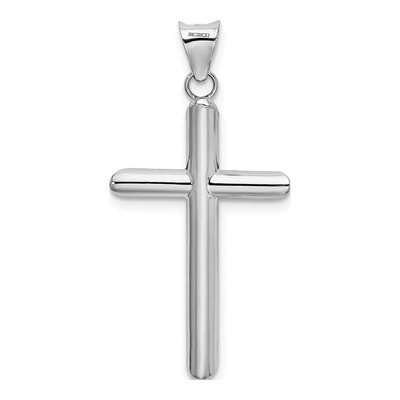 14K White Gold Hollow Cross Pendant – view 4