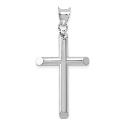 14K White Gold Hollow Cross Pendant