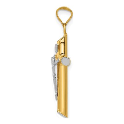 14K Two-Tone Gold INRI Crucifix Pendant – view 3