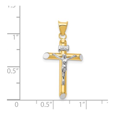 14K Two-Tone Gold INRI Crucifix Pendant – view 4