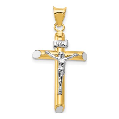 14K Two-Tone Gold INRI Crucifix Pendant