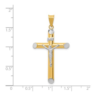 14K Two-Tone Gold INRI Crucifix Pendant – view 4
