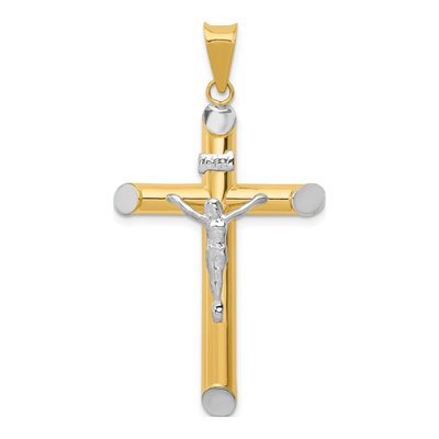 14K Two-Tone Gold INRI Crucifix Pendant
