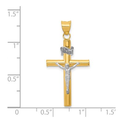 14K Two-Tone Gold INRI Crucifix Pendant – view 3