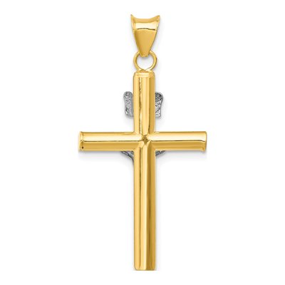 14K Two-Tone Gold INRI Crucifix Pendant – view 4