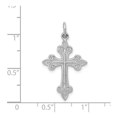 14K White Gold Fleur de Lis Cross Pendant – view 4