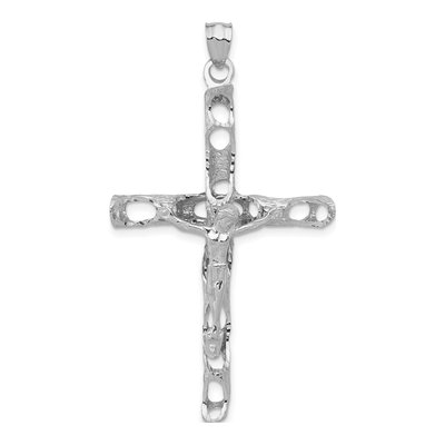 14K White Gold Large Crucifix Pendant