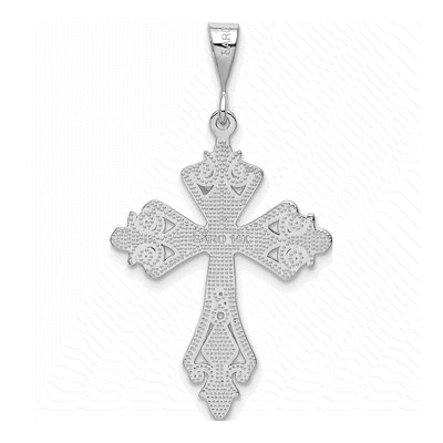 14K White Gold Fleur de Lis Cross Pendant – view 4