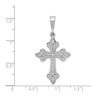 14K White Gold Fleur de Lis Cross Pendant – view 5