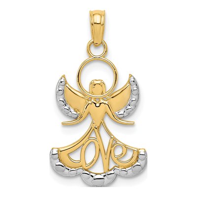 14K Yellow Gold LOVE Angel Pendant