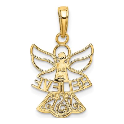 14K Yellow Gold Believe Angel Pendant – view 4