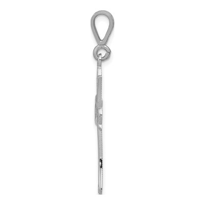 14K White Gold Fleur de Lis Cross Pendant – view 3