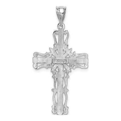 14K White Gold Fancy Latin Cross Pendant – view 4