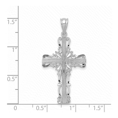 14K White Gold Fancy Latin Cross Pendant – view 5