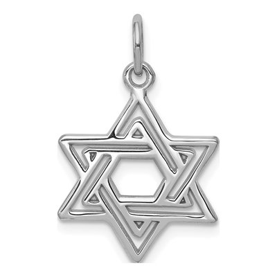 14K White Gold Star of David Pendant