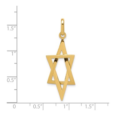 14K Yellow Gold Elongated Star of David Pendant – view 5