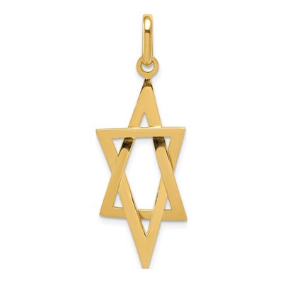 14K Yellow Gold Elongated Star of David Pendant