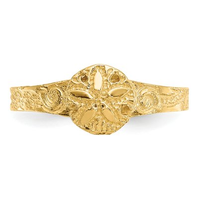 14K Yellow Gold Diamond-Cut Sand Dollar Toe Ring – view 5