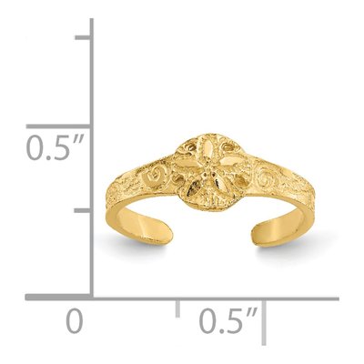 14K Yellow Gold Diamond-Cut Sand Dollar Toe Ring – view 6